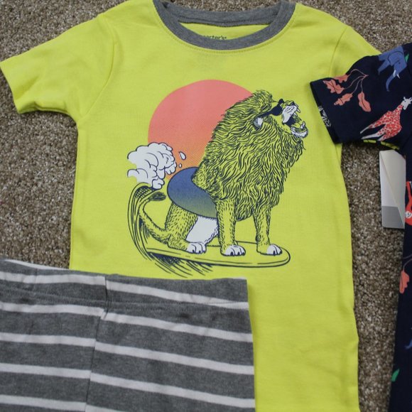 Carters Safari 4-piece Pajamas Set Shorts Summer Short-sleeved Boys Size 4 6 NWT - Picture 3 of 3